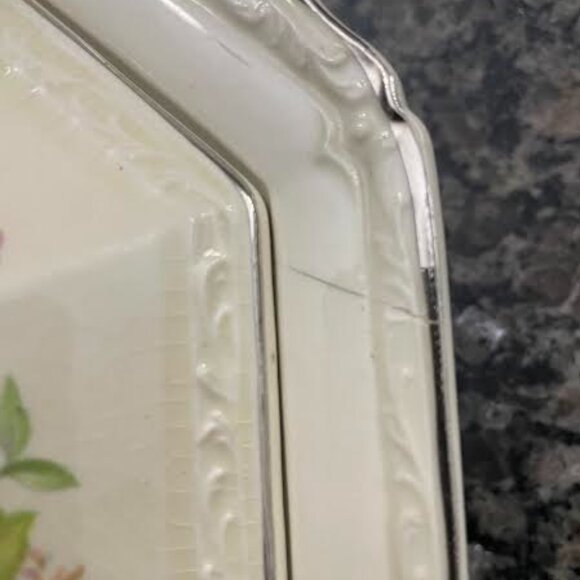 Vintage Edwin P Knowles Tureen Covered Serving Dish With Platinum Trim Serveware - Picture 3 of 16